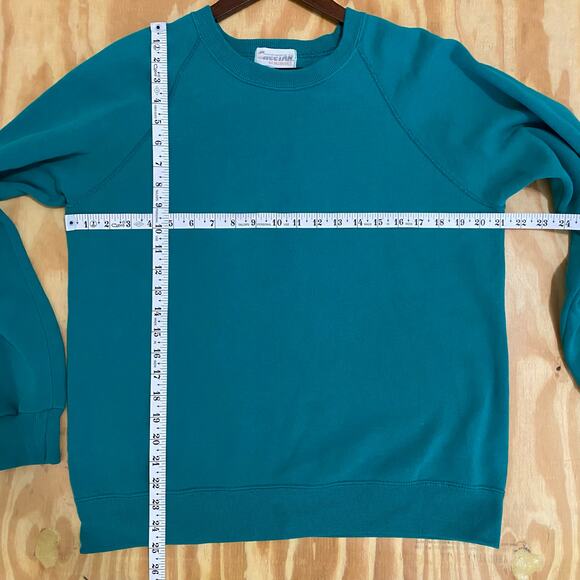 Vintage 90s Cheetah Mervyns Sweatshirt Teal Womens Size L Long Sleeve - Picture 4 of 6
